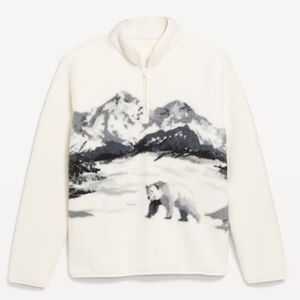 Old Navy White Quarter Zip Sherpa Polar Bear Men's XXL